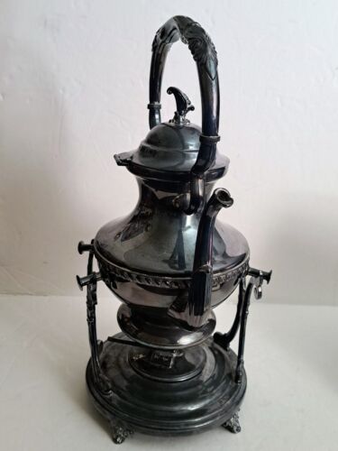 Antique Silver on Copper Teapot on Stand with Burner Made in England (1830) - Picture 2 of 11