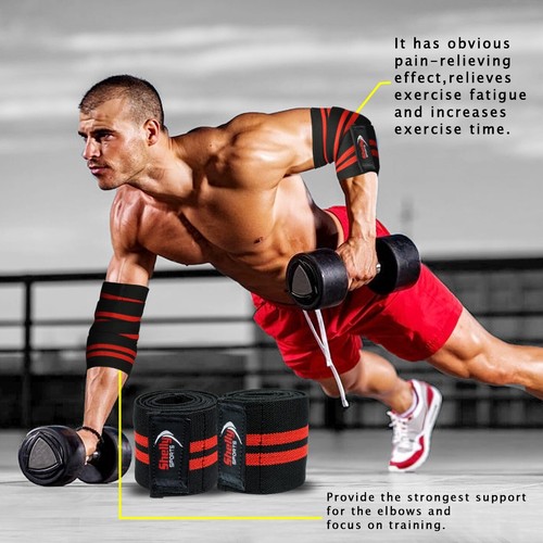 Elbow Wraps Heavy Duty Sleeves Weight Lifting Elbow Wrap for Gym Exercise 1 PAIR - Picture 23 of 23