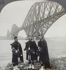 Keystone Stereoview 3 Highlanders & Bridge, Scotland from Education Set #366 B