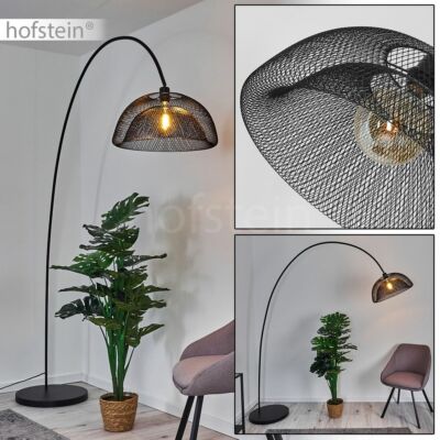 Retro Bogen Steh Leuchten Boden Lese Lampen Wohn Schlaf Raum Beleuchtung schwarz