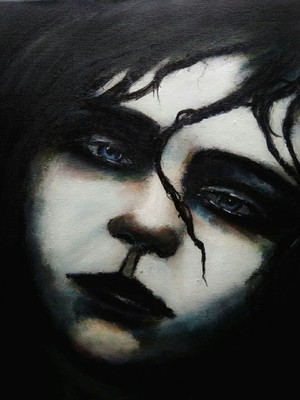 Blue Eye's In Darkness - Original Acryl handgefertigte Kunst Porträt 15,8 × 1...