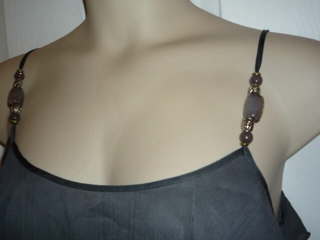 CAMISOLA LAPIS DAMAS ESPAGUETI CON JOYAS TIRAS GRIS TALLA M Foto 2 de 4