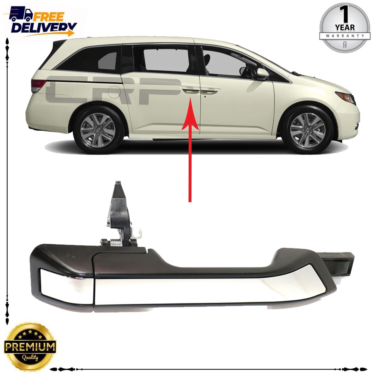 Right Side Rear Exterior Door Handle For 2011-2017 Honda Odyssey