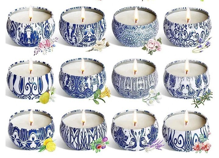 Candles lovely -Gifts set 16 pack, wax travel tin jar.for thanks giving,birthday-image