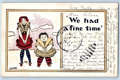 Signed Artist Postcard Humor Old Woman Got Cold We Had A Fine Time 1907 Antique