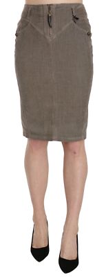 JUST CAVALLI Skirt Gray Corduroy Pencil Straight A-Line IT40 / US6 / S RRP $250