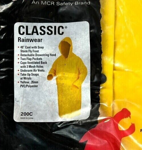 River City Garments, Rainwear 49" Hooded Coat with Snaps. 2XL XXL