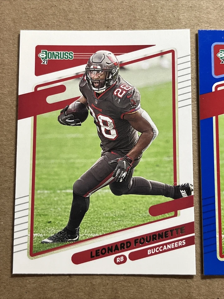 Leonard Fournette 2021 Donruss Base & Press Proof Blue Parallel Football Cards - Image 2 of 4