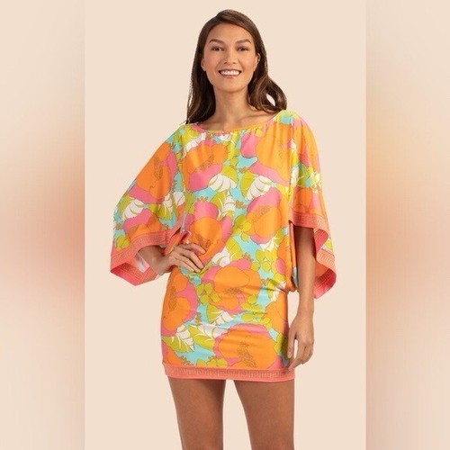 New Trina Turk L Playa De Flor Swim Tunic Cover Up Beach Resort Dress MSRP $152.