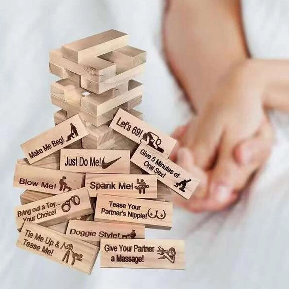 Adult Couples Jenga Wood Tumbling Tower Game Stacking Block Tower Game Date Toy - image 4 of 4