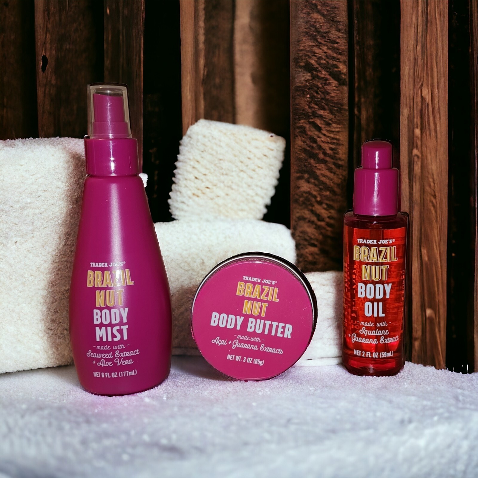Trader Joe's Brazil Nut Body Trio LIMITED EDITION! Mist, Oil, And Butter Inside