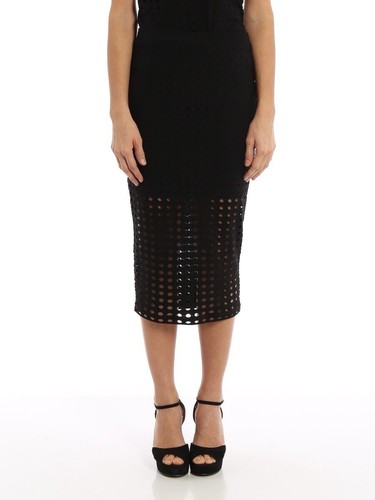 ALEXANDER WANG Rock UK M schwarz Lasercut knielang Stretchstoff - Bild 2 von 4