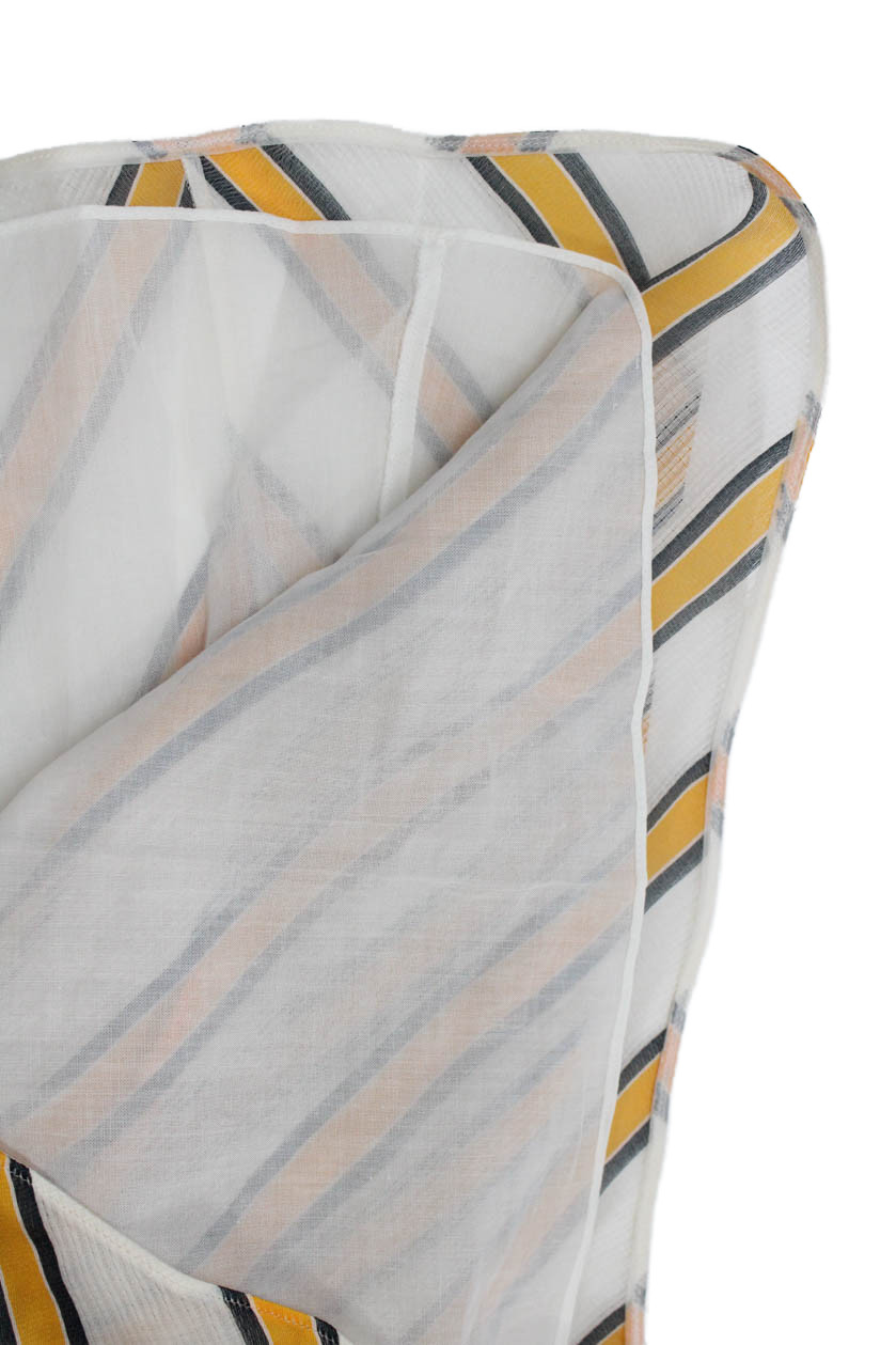 Fendi Women White Striped Fit & Flare Dress Crew Neck Zip Silk Blend Size S thumbnail 9