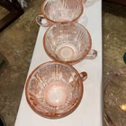 Sharon Cabbage Rose Pink Depression Cups Lot of 4 Federal Glass Company