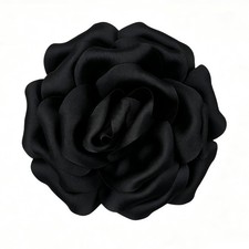 2-in-1 Satin Rose Flower Brooch  Hair Clip, 4.3" Fabric Floral Pin for Women...