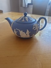 Lovely Antique Wedgwood Jasper Ware Light Blue Teapot With Lid ~ Unused vintage