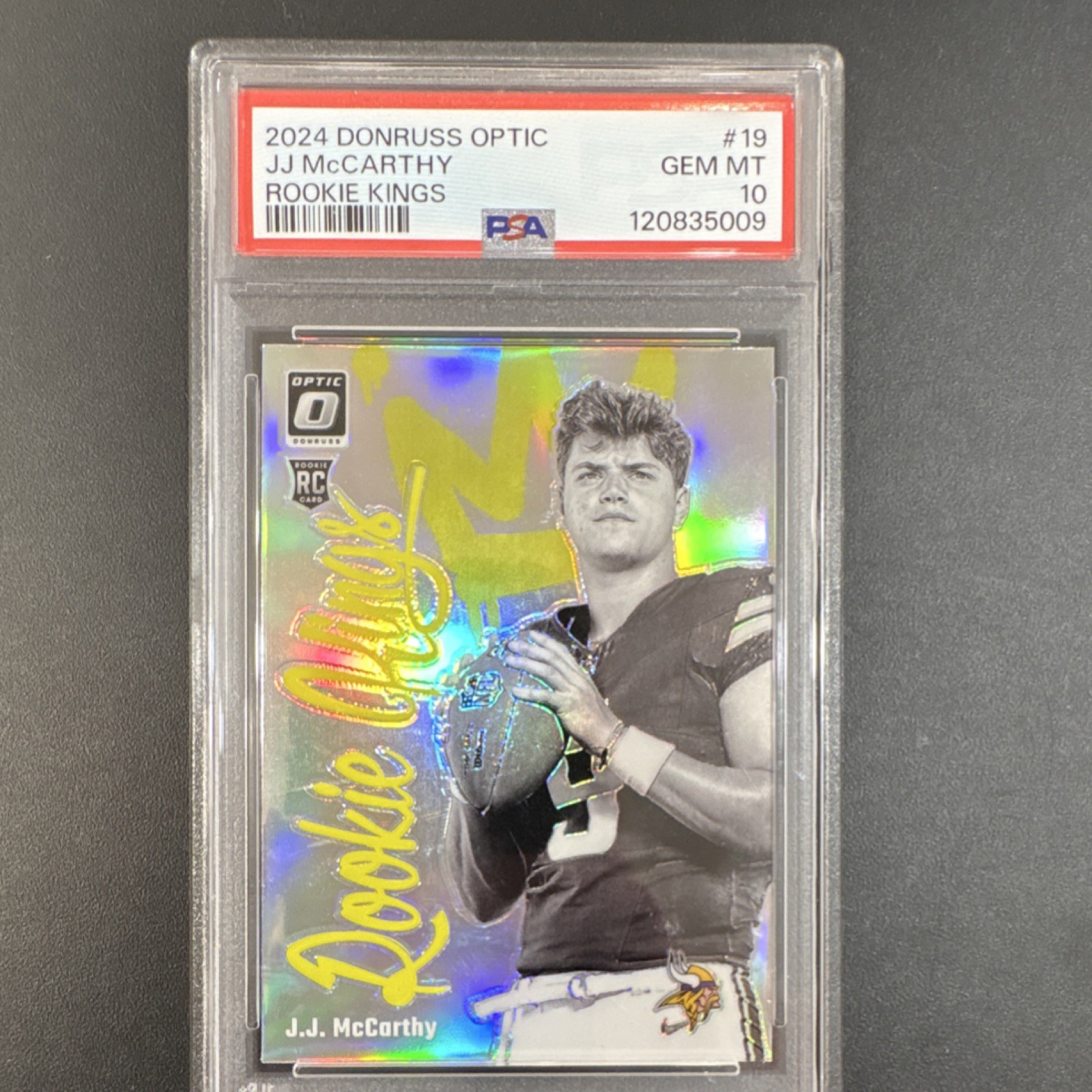 Panini 2024 Donruss Optic Rookie Kings J.J. McCarthy #19 Prizm PSA 10 Vikings