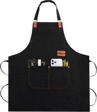 Apron for Men Women, Chef Cotton Apron with Pockets Adjustable Strap