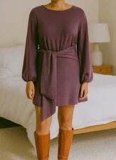 Convertible Wrap Mini Dress Size Large Bishop Sleeves Mauve Boho NEW R Vivimos 