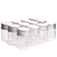 Empty Clear Glass Bottles with Screw Aluminum Cap Mini Container Jars 15ml