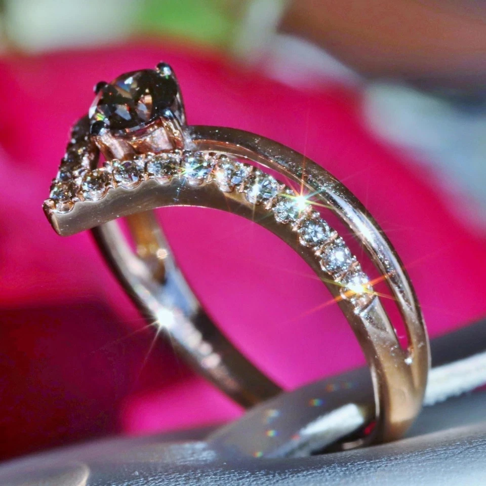 Anillo Le Vian Oro Rosa 14k Talla 7 0.50ct Diamante Chocolate Natural 2.35gr N3174 Foto 3 de 4