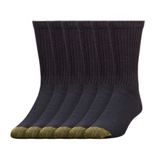 GOLDTOE Men's 656S Cotton Crew Athletic Socks, Multipairs, X-Large, Black
