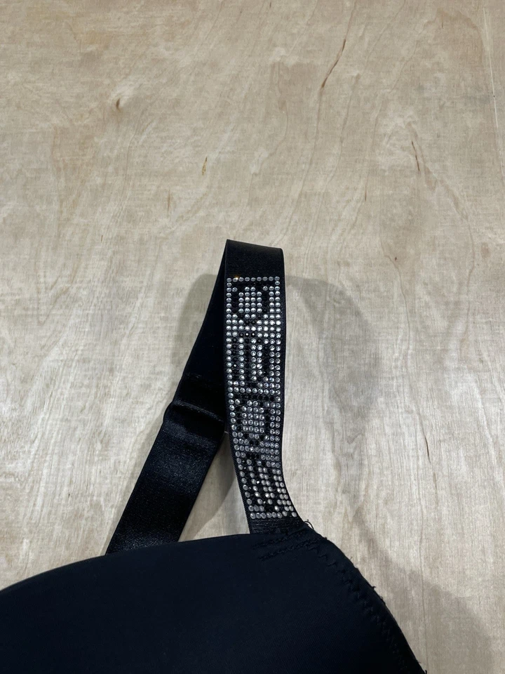 Sutiã Bebe Push Up Shine alça de strass tamanho 38D, preto - Imagem 2 de 4