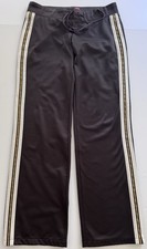 HTF Y2K Juicy Couture Chocolate Brown Wide Leg Track Pants Petite P Pink Crown