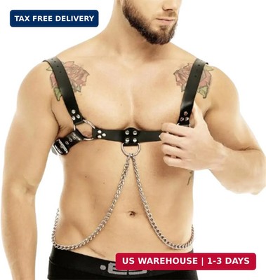 Men's PU Leather Chest Harness Punk Chest Straps for Clubwear, Music Festivals,