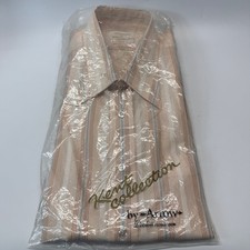 Vintage Arrow Kent Collection Button Up Shirt Mens 17-34 Peach Striped 1970s