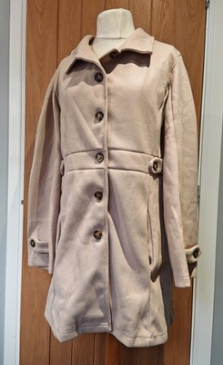 XL (UK Size 16) Tan Button Fasten Unlined Basic Coat New
