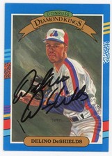 Delino DeShields-Signed 1990 Donruss Diamond Kings #11 Trading Card (Expos)