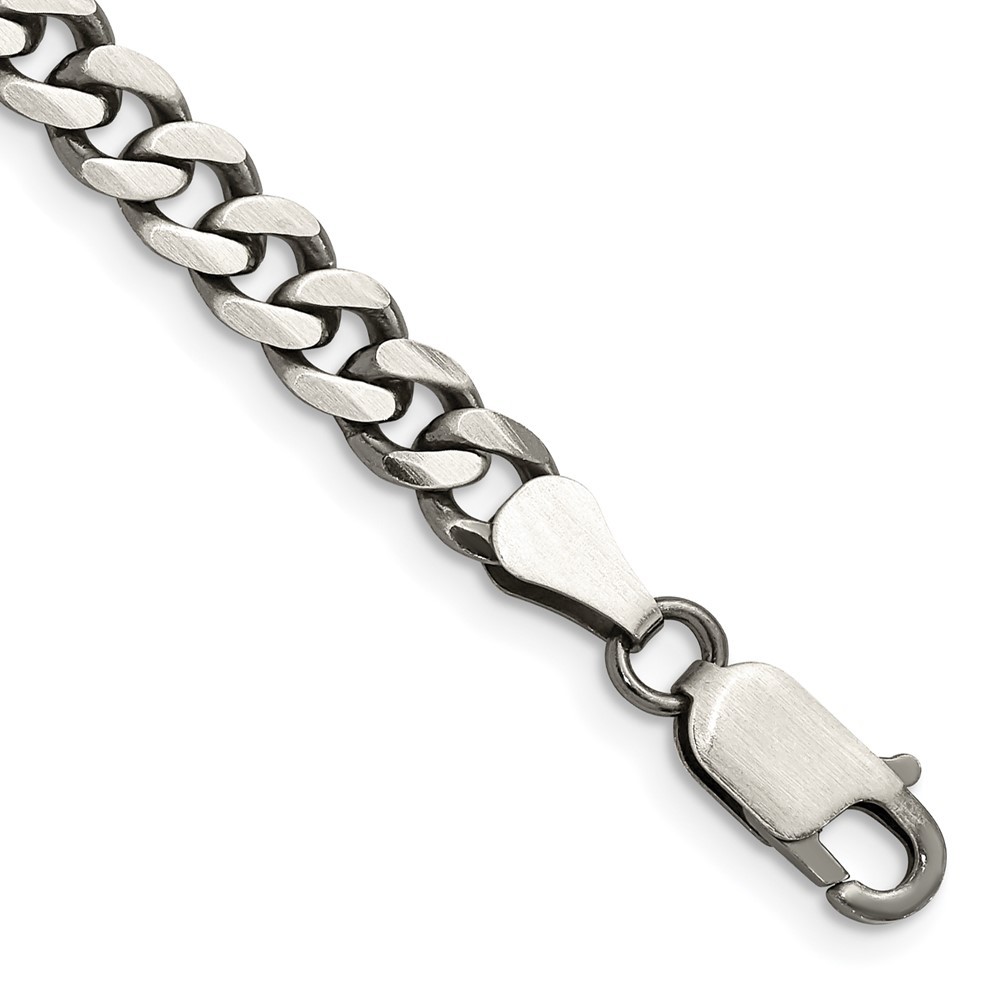 925 Sterling Silver Antiqued 6.0mm Curb Chain Bracelet 9