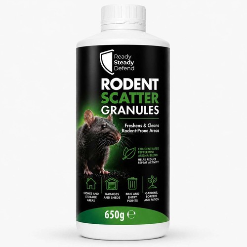 READY STEADY DEFEND Rat Scatter Granules 650g, Peppermint Oil Rodent & Mouse