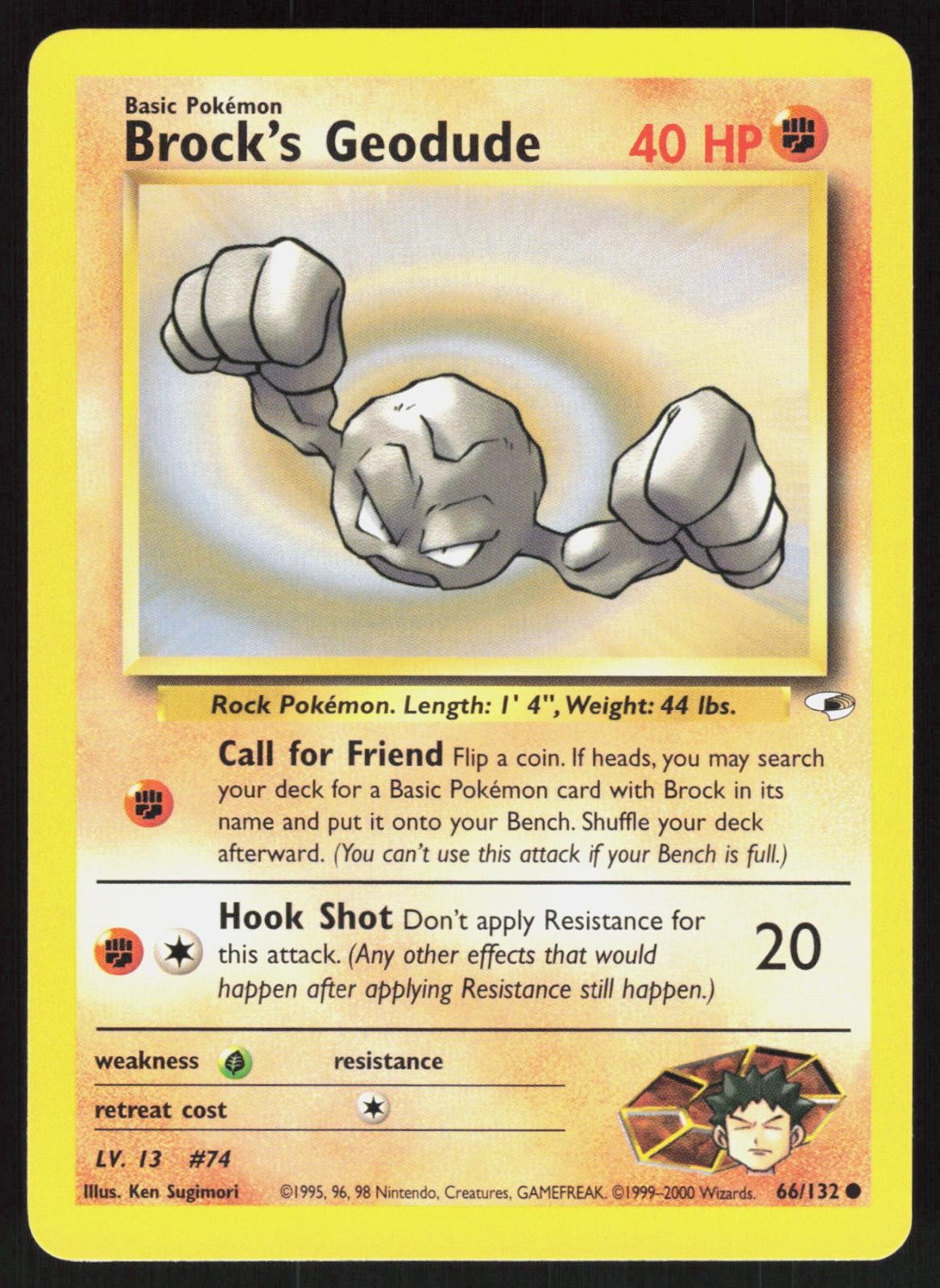 Brock's Geodude 66/132 Common Gym Heroes Pokemon Unlimited 2-2-28