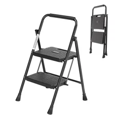 2 Step Ladder Step Folding Ladder Foldable 800lbs with Wide Non-Slip Pedal