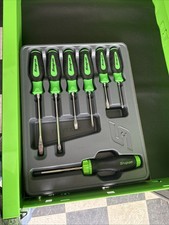 Snap-on Tools NEW SGDX60RATG 6pc GREEN Soft Grip Screwdriver Set w/ Ratcheting
