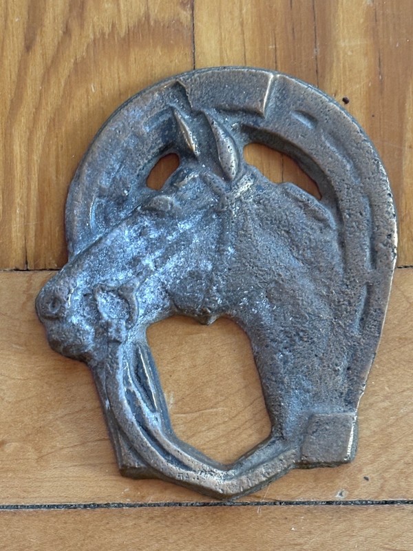 Vintage Cast Brass Horse Head Plaque Figure Wall Hanging (3.5”x4.25”) Western #4