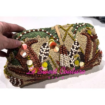 ZARA WOMAN NWT SS26 BEADED PRINT POUCH BAG MULTICOLOR CLUTCH 6162/710/202