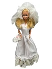 BK~ LOT #1 DRESSED BARBIE DOLL VINTAGE BRIDE WHITE LACE WEDDING DRESS