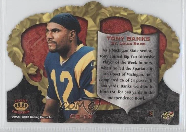 1996 Pacific Crown Royale Blue Tony Banks #CR-19 Rookie RC - Image 2 of 2