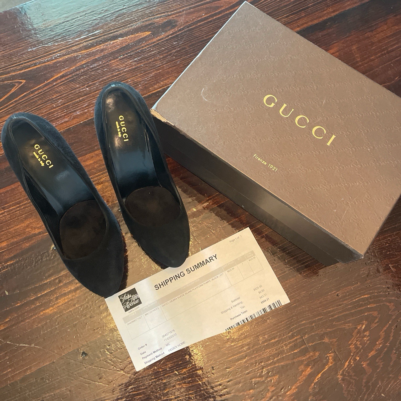 Gucci Debra Suede Island Platform Pumps 37/7