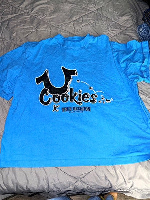 True Religion x Cookies Blue Graphic Logo Crew Neck Short Sleeve T-Shirt M