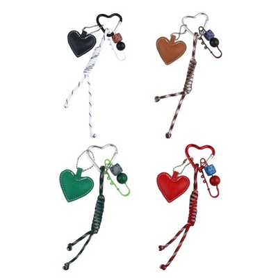 Car Key Chain Lovely Heart Keychain Bag Charm Ornaments Braided Rope Keyrings