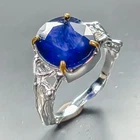 Jewelry gem 7 ct Blue Sapphire Ring 925 Sterling Silver Size 7.5 /R469518