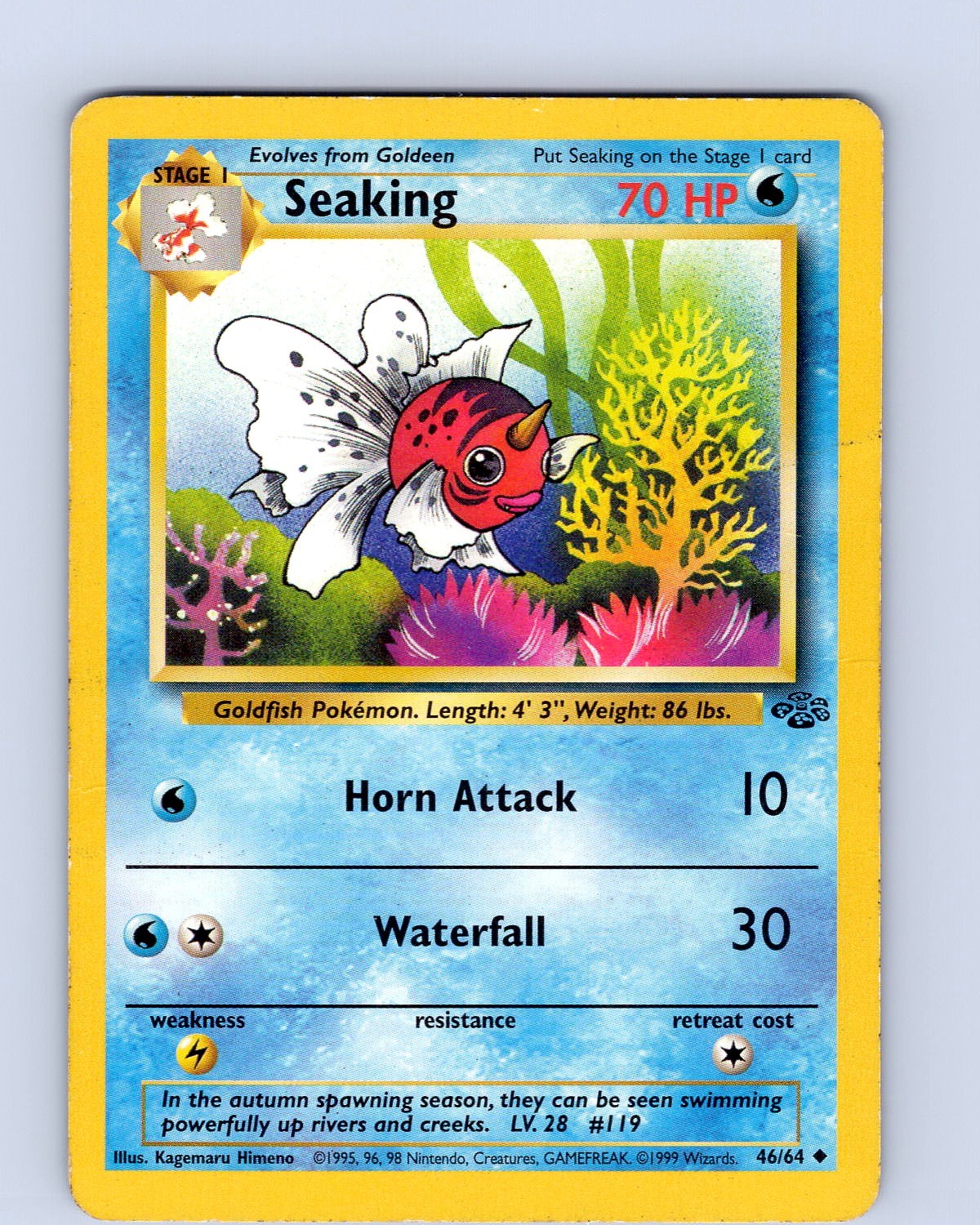 Pokemon TCG Seaking Jungle 46/64 Unlimited Uncommon Card WOTC Played HP