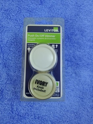Leviton 6681 Knob Dimmer Push On Off White & Ivory New In Box Incandescent 600W