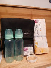PackIt Freezable Baby Bottle Breastmilk Formula Cooler Bag  2 bottles clean bag