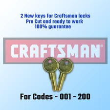 001-200. Pair of keys for Craftsman Tool box Locks. cut to your code, %100 works