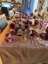 Bohemian Ruby Red 19 Century Glass Selling As a  Group $400￼